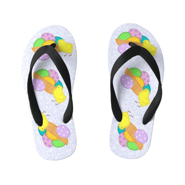 Easter Eggs And Chicks Flip Flops (Footbed)
