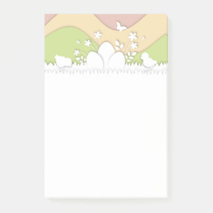 Easter eggs and chicks in spring nature post-it notes