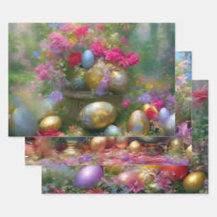 Easter Eggs And Flowers. 002 Wrapping Paper Sheet