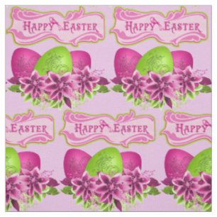 Easter Eggs And Flowers Happy Easter 4.5" Fabric