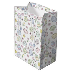 Easter Eggs and Flowers Pastel Colors Medium Gift Bag