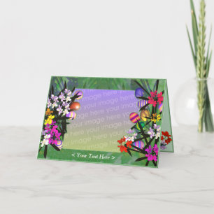 Easter Eggs and Flowers Photo Holiday Card