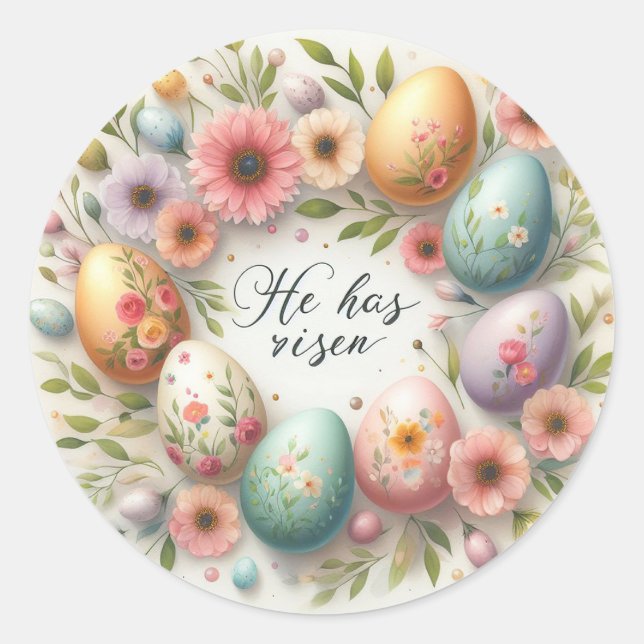 Easter eggs and foliage classic round sticker (Front)