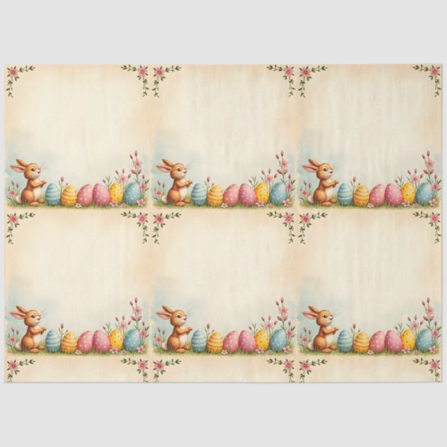 Easter Eggs And Little Rabbit Popular Collection Tissue Paper (Front)