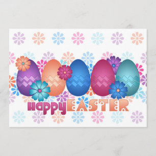 Easter Eggs and Spring Flowers Invitation