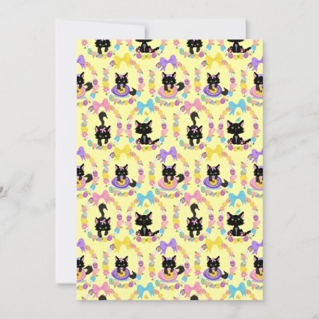 Easter Eggs Black Cat Pattern Pet Animal Lover Thank You Card (Front)