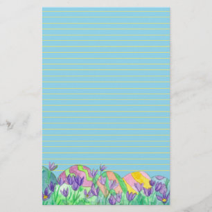 Easter Eggs Blue Lined Stationery