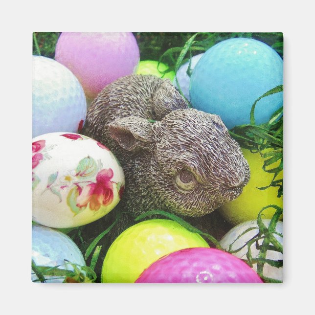 Easter Eggs, bunny and Golf Balls Magnet (Front)
