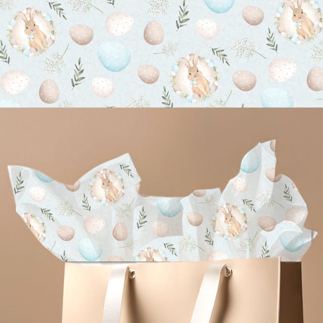 Easter Eggs & Bunny Pattern Blue Tissue Paper (Easter Eggs & Bunny Pattern Blue Tissue Paper)
