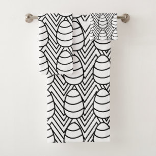 Easter Eggs Chevron Stripes Happy Easter Pattern  Bath Towel Set