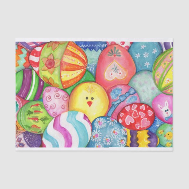 Easter eggs, chick watercolor art tissue tissue paper (Front)