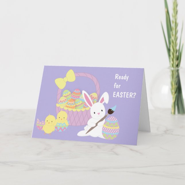 Easter Eggs, Chicks and Bunny Holiday Card (Front)
