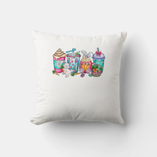 Easter Eggs Coffee Bunny Cups Latte Iced Cream Wom Cushion