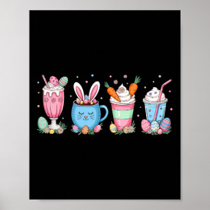 Easter Eggs Coffee Bunny Cups Latte Iced Cream Wom Poster