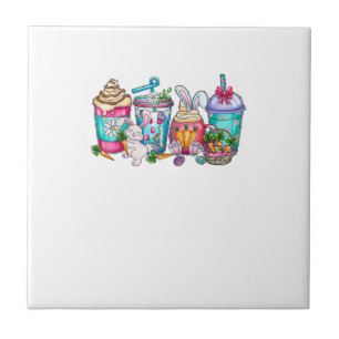 Easter Eggs Coffee Bunny Cups Latte Iced Cream Wom Tile
