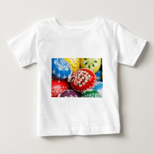 Easter Eggs Colourful Holiday Pattern Spring Art Baby T-Shirt (Front)
