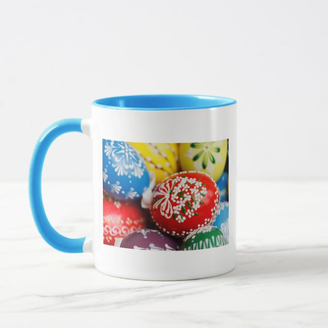 Easter Eggs Colourful Holiday Pattern Spring Art Mug (Left)