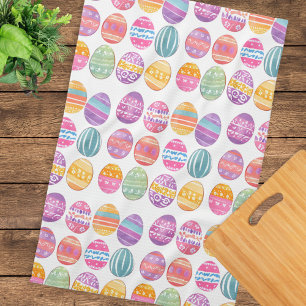 Easter Eggs Colourful Patterned Pretty Tea Towel