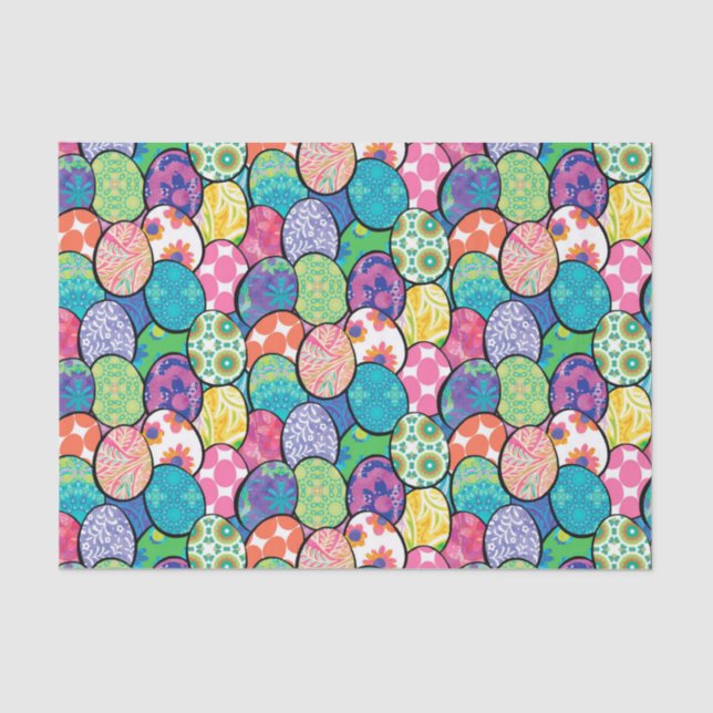 Easter Eggs Colourful Patterns Tissue Paper (Front)