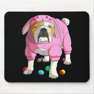 Easter Eggs English Bulldog Bunny Pyjamas Dog Mouse Pad