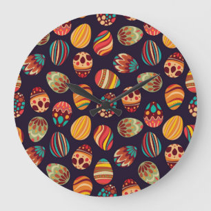 Easter eggs: festive seamless design. large clock