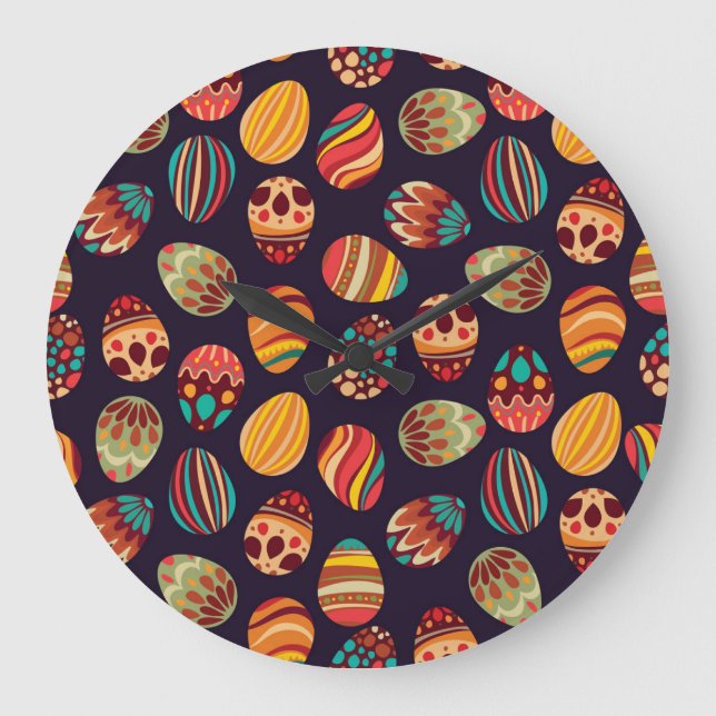 Easter eggs: festive seamless design. large clock (Front)