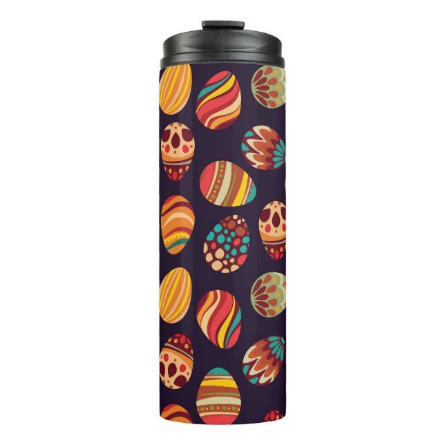 Easter eggs: festive seamless design. thermal tumbler (Front)