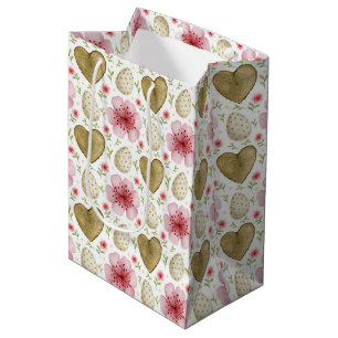 Easter Eggs, Flowers and Hearts Easter Medium Gif Gift Bag