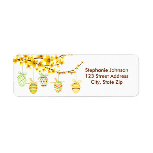 Easter Eggs, Forsythia Branch Address Label