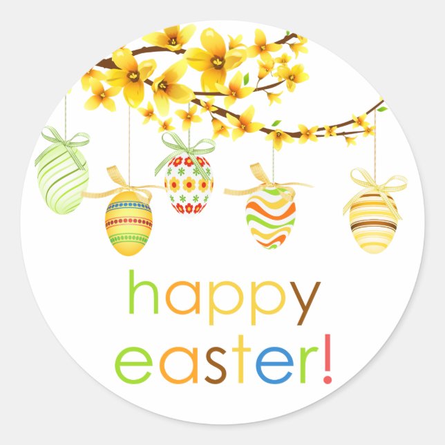 Easter Eggs, Forsythia Branch Easter Stickers (Front)