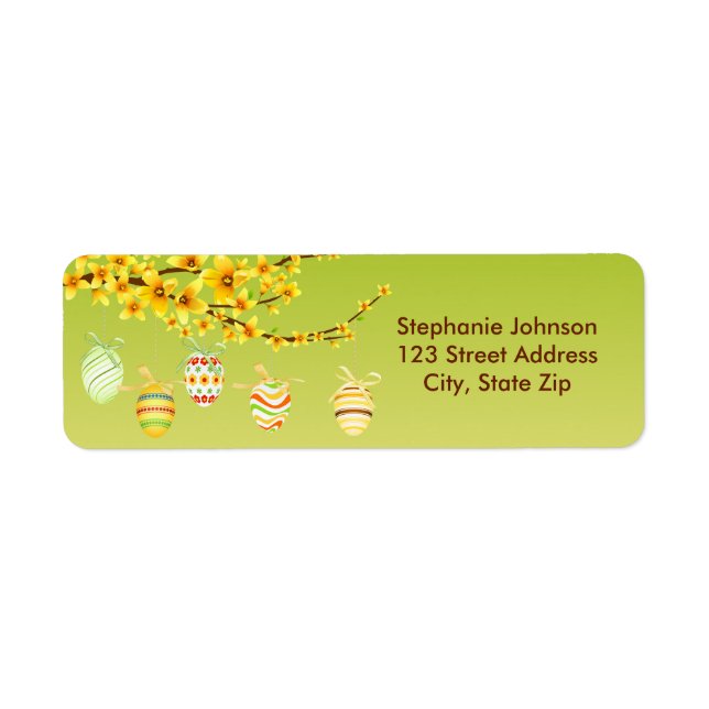 Easter Eggs, Forsythia Branch Return Address Label (Front)