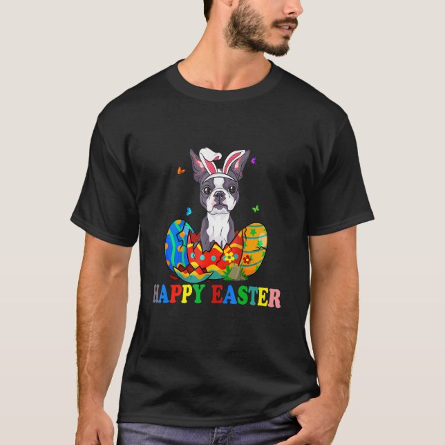 Easter Eggs French Bulldog Bunny Dog  Dog Dad Dog  T-Shirt (Front)