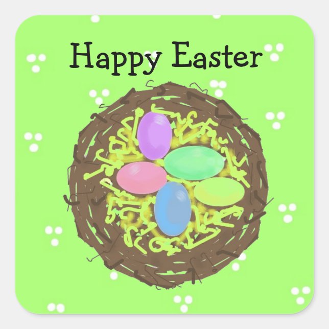 Easter Eggs in a Nest Square Sticker (Front)