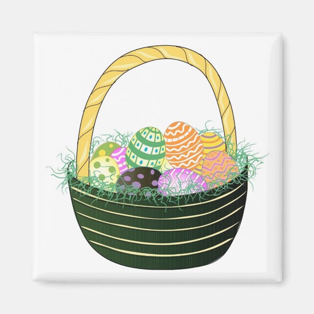 Easter Eggs in Decorative Basket Magnet (Front)