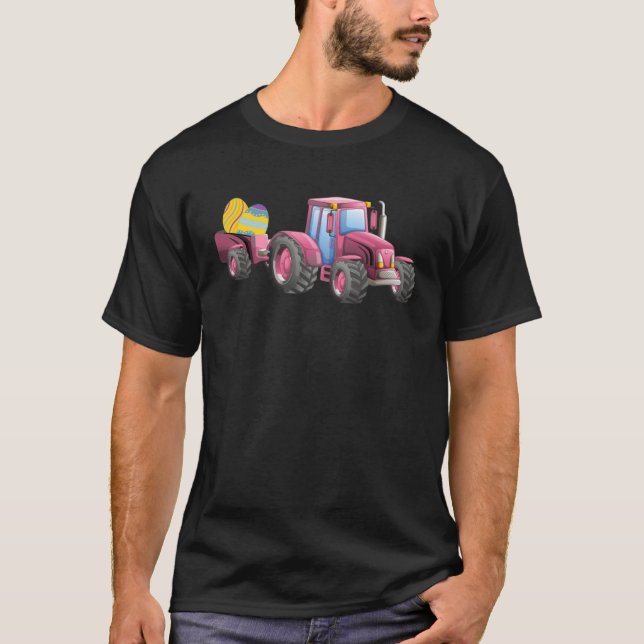 Easter Eggs in Pink Tractor Trailer for Girl s Eas T-Shirt (Front)