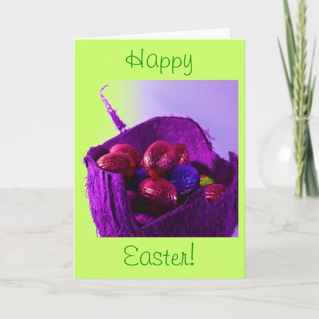 Easter Eggs in Rustic Basket VIII Holiday Card (Front)