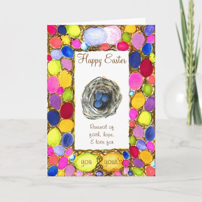 Easter Eggs Nesting Greeting Card (Front)