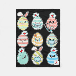 Easter Eggs Nurse Stethoscope Scrub Top Spring Sq Fleece Blanket
