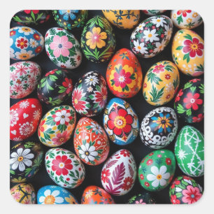 Easter Eggs of Painted Spring Square Sticker
