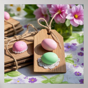 Easter Eggs on garden table  Poster