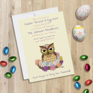 Easter Eggs Owl Nest Invitation
