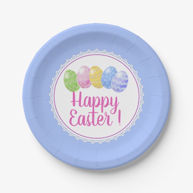 Easter eggs Paper plate, happy easter party Paper  Plate (Front)