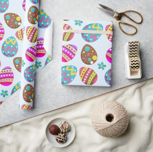 Easter Eggs Pastel Blue Gift  Wrapping Paper (Crafts)