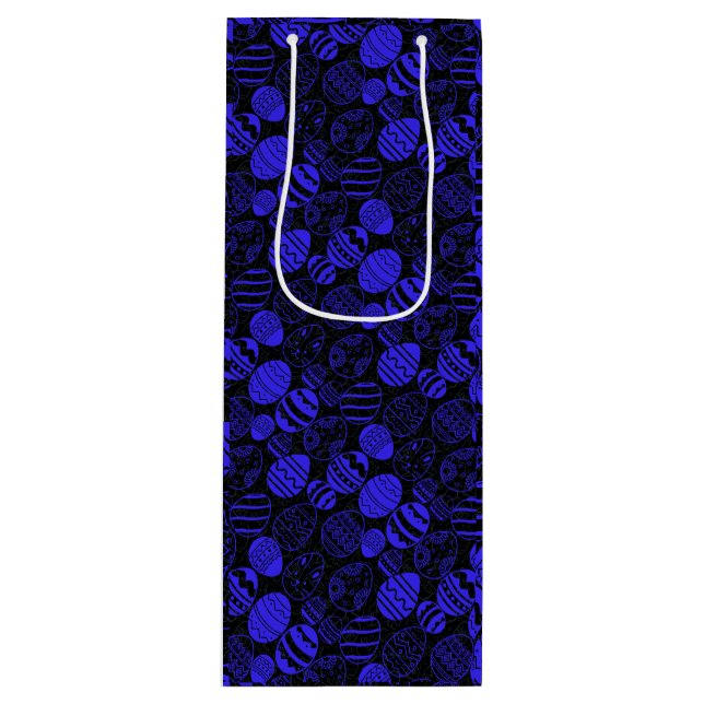 Easter Eggs Pattern 01.b Black BG Wine Gift Bag (Front)
