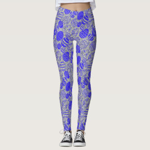 Easter Eggs Pattern 01.b LGrey BG Leggings