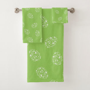 Easter eggs pattern green bath towel set