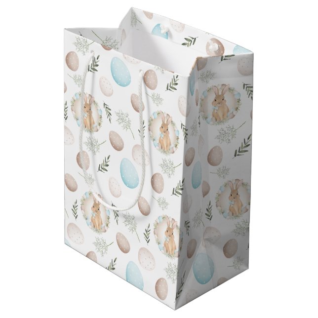Easter Eggs Pattern Spring Bunny Medium Gift Bag (Back Angled)