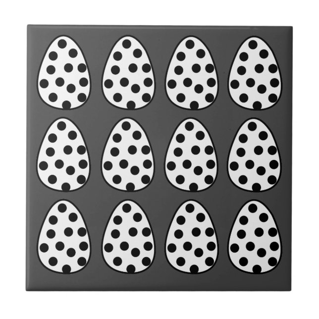 Easter Eggs Polka Dot Happy Easter  Tile (Front)