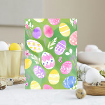 Easter Eggs | Pretty Pastel Watercolor Card