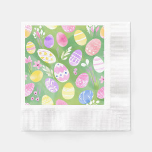 Easter Eggs Pretty Pastel Watercolor Egg Hunt Napkin
